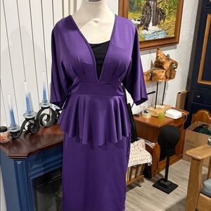 Elegant Purple Peplum Women's Dress